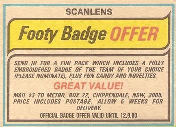 1980 Scanlens - Checklists #NNO Parramatta Back